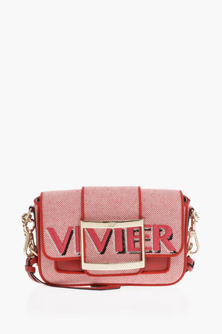 Leather and Fabric CALL ME TRES VIVIER Crossbody Bag with Embroidered Logo and Maxi Golden Buckle