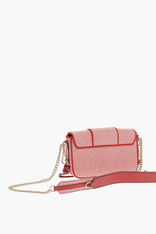 Leather and Fabric CALL ME TRES VIVIER Crossbody Bag with Embroidered Logo and Maxi Golden Buckle