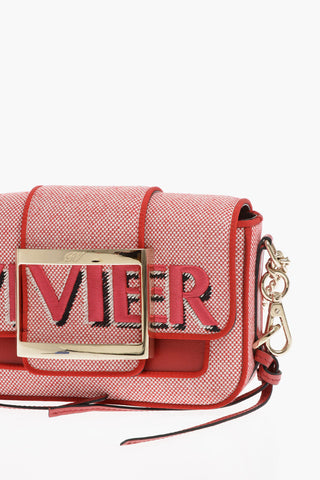 Leather and Fabric CALL ME TRES VIVIER Crossbody Bag with Embroidered Logo and Maxi Golden Buckle