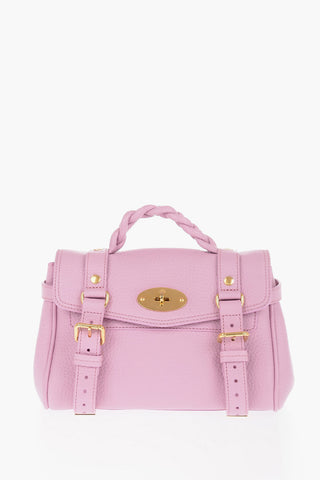 Textured Leather MINI ALEXA Satchel Bag with Braided Handle and Removable Shoulder Strap