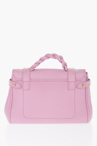 Textured Leather MINI ALEXA Satchel Bag with Braided Handle and Removable Shoulder Strap