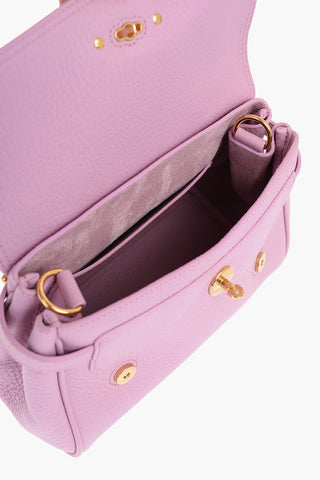Textured Leather MINI ALEXA Satchel Bag with Braided Handle and Removable Shoulder Strap