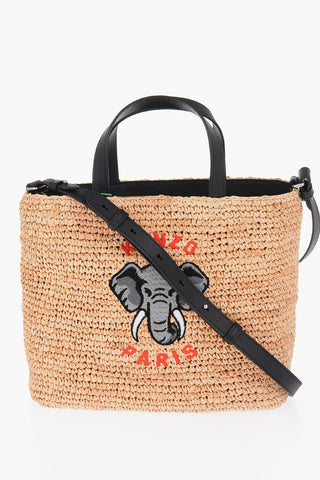 Rafia Tote Bag with Embroidery