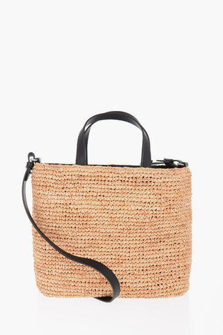 Rafia Tote Bag with Embroidery