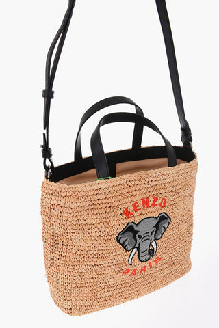 Rafia Tote Bag with Embroidery