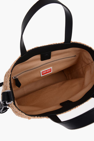 Rafia Tote Bag with Embroidery