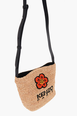 Rafia Bucket Bag with Flower Embroidery