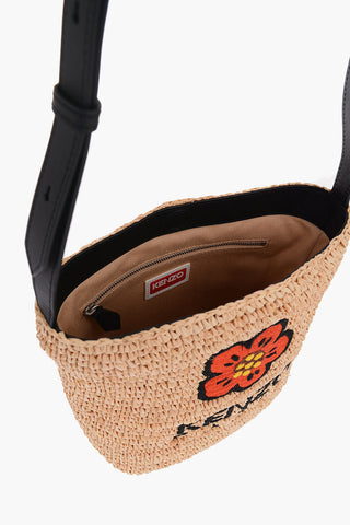 Rafia Bucket Bag with Flower Embroidery