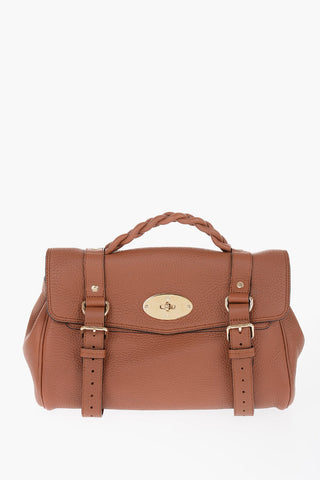Textured Leather ALEXA Satchel Bag with Braided Handle and Removable Shoulder Strap