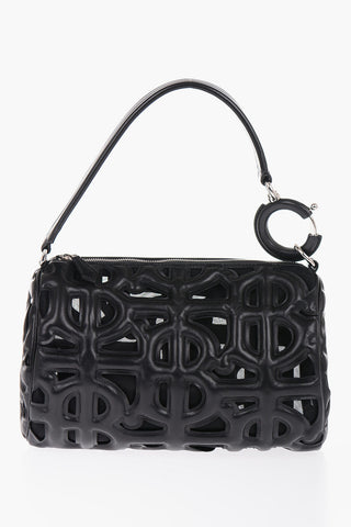 Leather RHOMBI Shoulder Bag with Cut-Out Details and Matched Pouch
