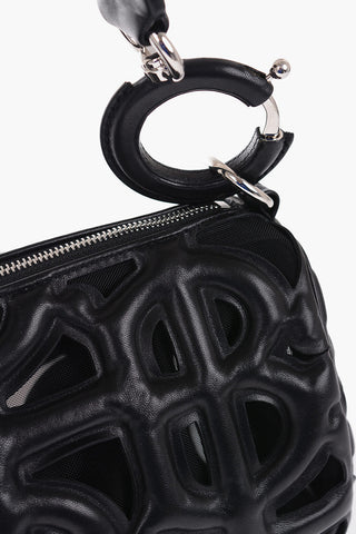 Leather RHOMBI Shoulder Bag with Cut-Out Details and Matched Pouch