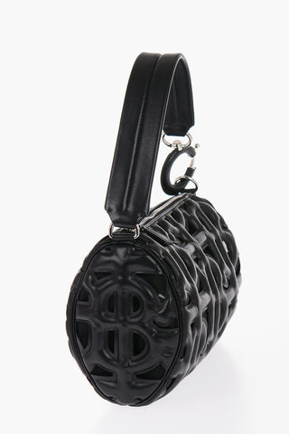 Leather RHOMBI Shoulder Bag with Cut-Out Details and Matched Pouch