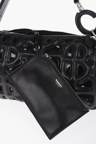 Leather RHOMBI Shoulder Bag with Cut-Out Details and Matched Pouch