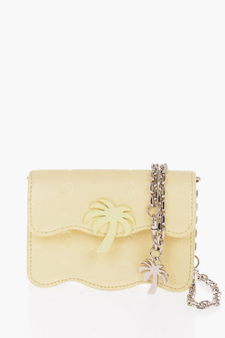 Palm Tree Motif Leather Mini Bag with Chain Shoulder Strap
