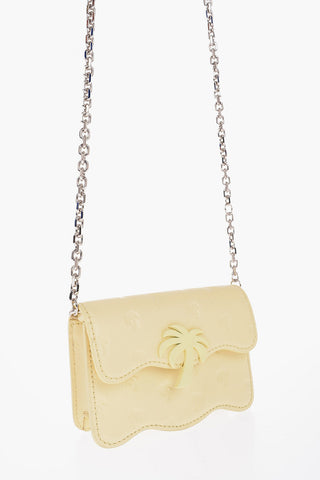 Palm Tree Motif Leather Mini Bag with Chain Shoulder Strap