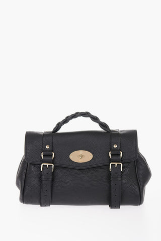 Textured Leather ALEXA Bag with Braided Handle