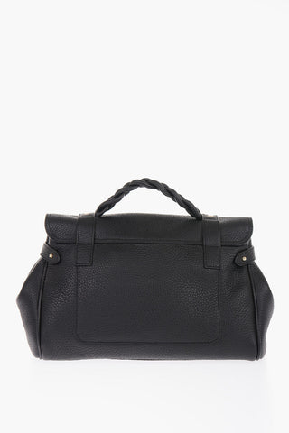 Textured Leather ALEXA Bag with Braided Handle