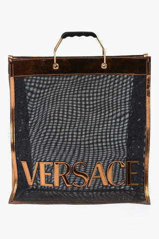 Mesh Tote Bag with Golden Details
