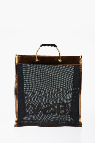 Mesh Tote Bag with Golden Details