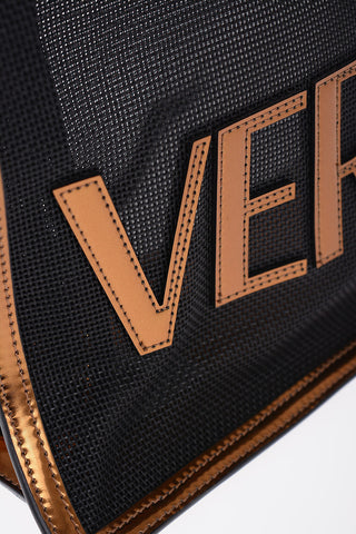Mesh Tote Bag with Golden Details