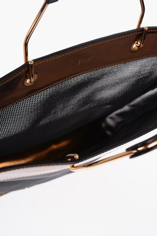 Mesh Tote Bag with Golden Details