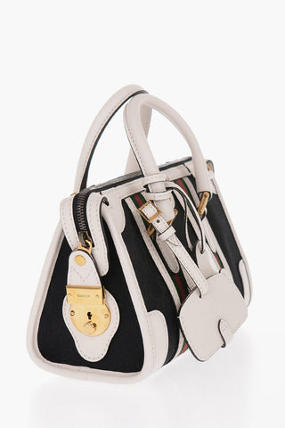 Borsa Bauletto in Pelle e Tessuto con Monogram GG Dorato e Tracolla Removibile