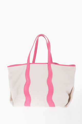 Cotton Tote Bag with Leather Trims