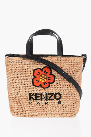 Rafia Tote Bag with Embroidery Flower
