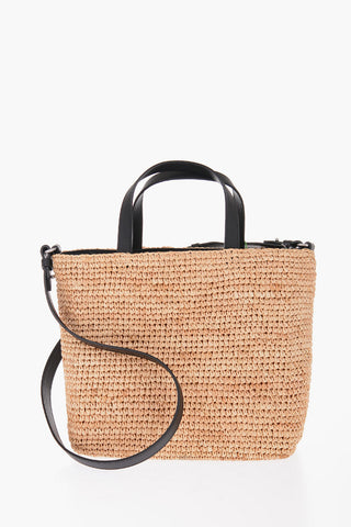 Rafia Tote Bag with Embroidery Flower