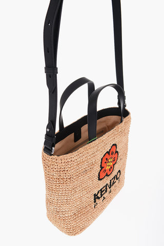 Rafia Tote Bag with Embroidery Flower
