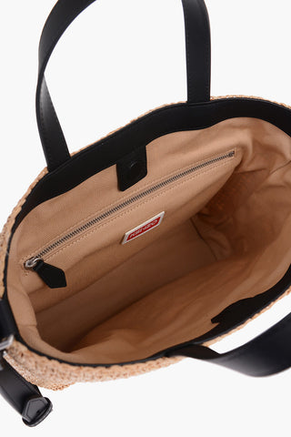 Rafia Tote Bag with Embroidery Flower