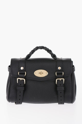 Textured Leather MINI ALEXA Satchel Bag with Braided Handle and Removable Shoulder Strap