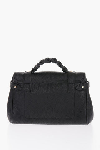 Textured Leather MINI ALEXA Satchel Bag with Braided Handle and Removable Shoulder Strap