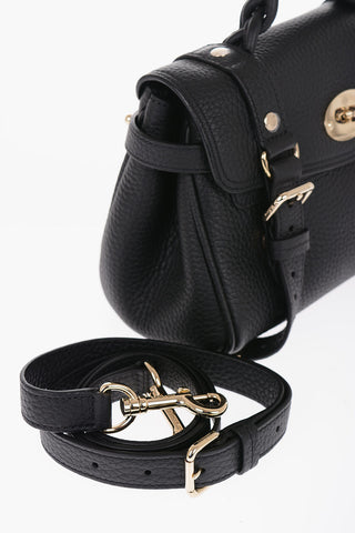 Textured Leather MINI ALEXA Satchel Bag with Braided Handle and Removable Shoulder Strap