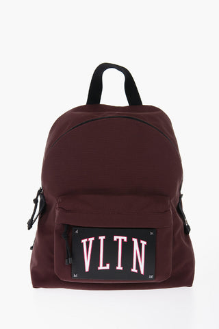 GARAVANI VLTN Solid Color Backpack with Logoed Leather Application