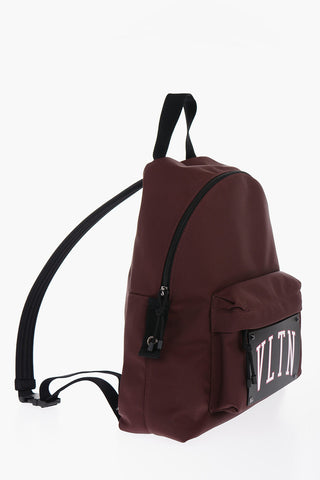 GARAVANI VLTN Solid Color Backpack with Logoed Leather Application