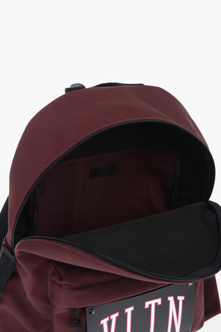 GARAVANI VLTN Solid Color Backpack with Logoed Leather Application