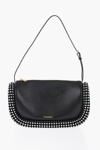 Leather BUMPER Shoulder Bag Embellished with Jewels 