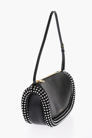 Leather BUMPER Shoulder Bag Embellished with Jewels 