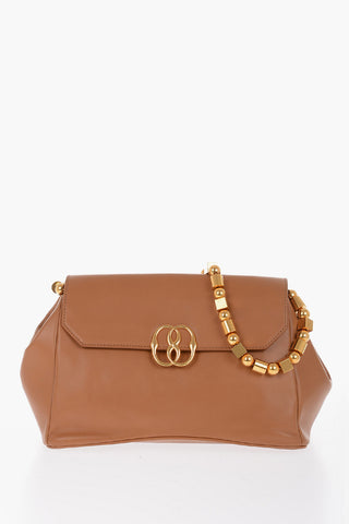Leather Shoulder Bag with Golden Details