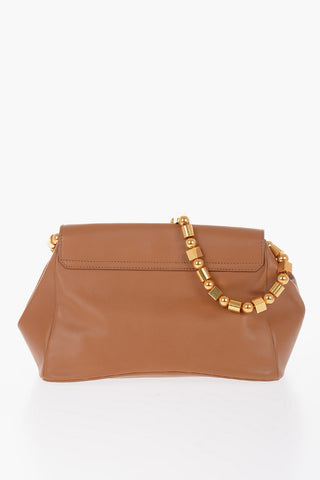 Leather Shoulder Bag with Golden Details