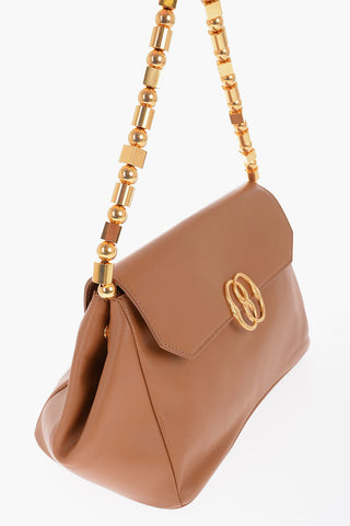 Leather Shoulder Bag with Golden Details