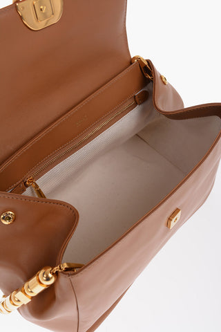 Leather Shoulder Bag with Golden Details