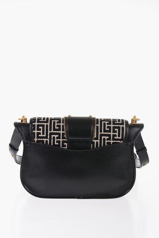 Leather and Fabric BLAZE Shoulder Bag with Golden Details