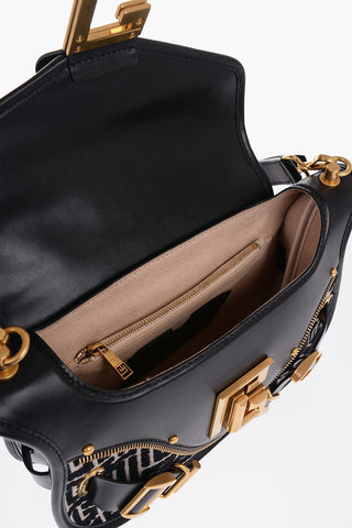Leather and Fabric BLAZE Shoulder Bag with Golden Details