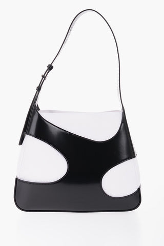 Two-Tone Patent Leather and Canvas Shoulder Bag