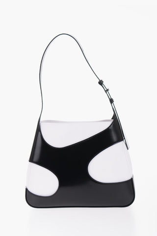 Two-Tone Patent Leather and Canvas Shoulder Bag