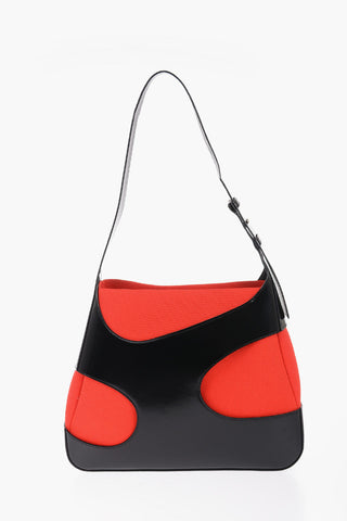 Two-Tone Patent Leather and Canvas Shoulder Bag