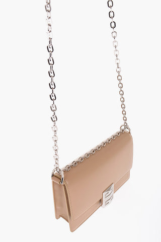 Solid Color Leather Bag with Silver-Tone Chain Shoulder Strap