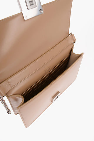 Solid Color Leather Bag with Silver-Tone Chain Shoulder Strap